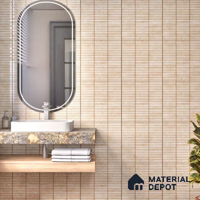 Faux Subway Wall Tile TL 05004 F Cinthia Kitkat Crema 1 ft x 1 ft Ceramic Glossy Finish - 9.5 mm | Suitable for Highlighter Walls, Foyer, Bathroom, Kitchen Wall & Backsplashes | Please Expect a Slight Variation of Pattern