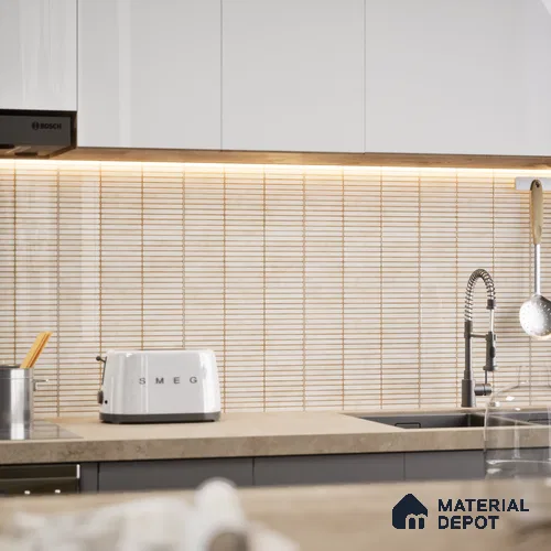 Faux Subway Wall Tile TL 05004 F Cinthia Kitkat Crema 1 ft x 1 ft Ceramic Glossy Finish - 9.5 mm | Suitable for Highlighter Walls, Foyer, Bathroom, Kitchen Wall & Backsplashes | Please Expect a Slight Variation of Pattern