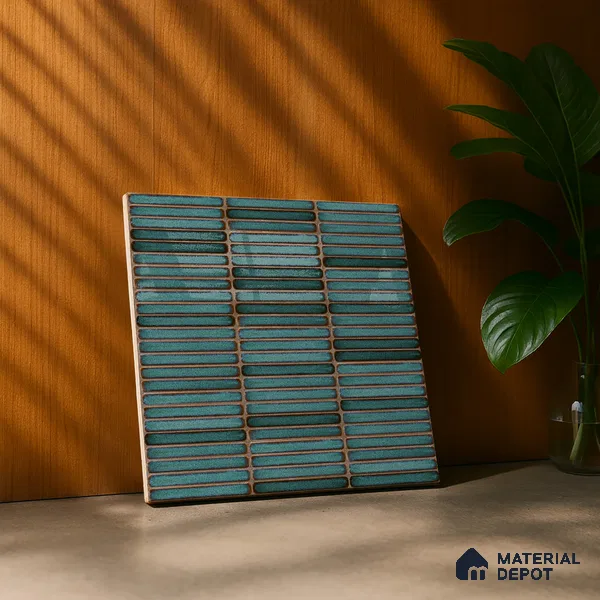 Faux Subway Wall Tile TL 05004 G Cinthia Kitkat Teal Green 1 ft x 1 ft Ceramic Glossy Finish - 9.5 mm | Suitable for Highlighter Walls, Foyer, Bathroom, Kitchen Wall & Backsplashes | Please Expect a Slight Variation of Pattern (Sample)