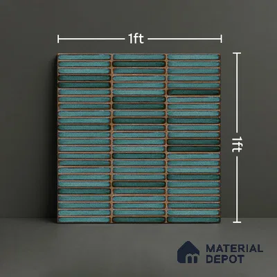 Faux Subway Wall Tile TL 05004 G Cinthia Kitkat Teal Green 1 ft x 1 ft Ceramic Glossy Finish - 9.5 mm | Suitable for Highlighter Walls, Foyer, Bathroom, Kitchen Wall & Backsplashes | Please Expect a Slight Variation of Pattern (Sample)