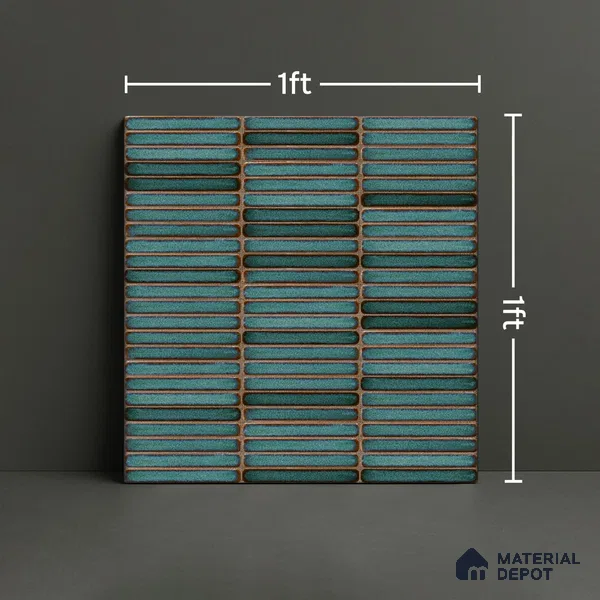 Faux Subway Wall Tile TL 05004 G Cinthia Kitkat Teal Green 1 ft x 1 ft Ceramic Glossy Finish - 9.5 mm | Suitable for Highlighter Walls, Foyer, Bathroom, Kitchen Wall & Backsplashes | Please Expect a Slight Variation of Pattern (Sample)