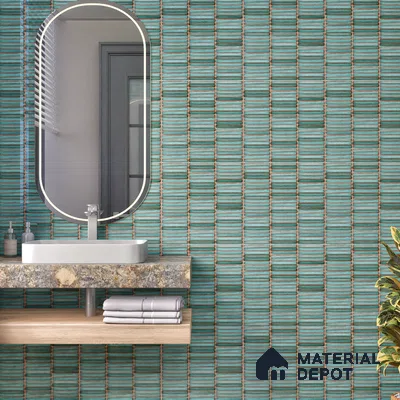 Faux Subway Wall Tile TL 05004 G Cinthia Kitkat Teal Green 1 ft x 1 ft Ceramic Glossy Finish - 9.5 mm | Suitable for Highlighter Walls, Foyer, Bathroom, Kitchen Wall & Backsplashes | Please Expect a Slight Variation of Pattern (Sample)
