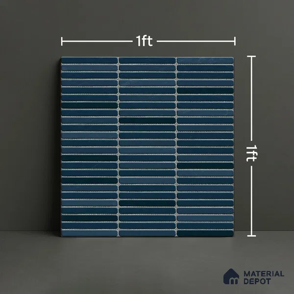 Faux Subway Wall Tile TL 05004 H Cinthia Kitkat Marine Blue 1 ft x 1 ft Ceramic Glossy Finish - 9.5 mm | Suitable for Highlighter Walls, Foyer, Bathroom, Kitchen Wall & Backsplashes | Please Expect a Slight Variation of Pattern (Sample)