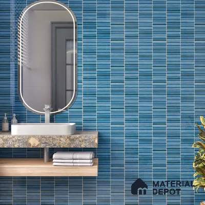 Faux Subway Wall Tile TL 05004 H Cinthia Kitkat Marine Blue 1 ft x 1 ft Ceramic Glossy Finish - 9.5 mm | Suitable for Highlighter Walls, Foyer, Bathroom, Kitchen Wall & Backsplashes | Please Expect a Slight Variation of Pattern (Sample)