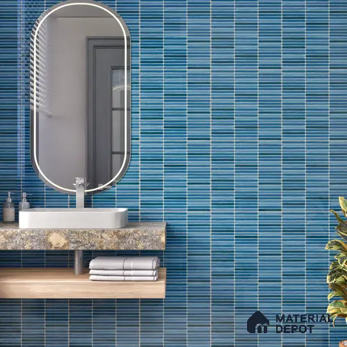 Faux Subway Wall Tile TL 05004 H Cinthia Kitkat Marine Blue 1 ft x 1 ft Ceramic Glossy Finish - 9.5 mm | Suitable for Highlighter Walls, Foyer, Bathroom, Kitchen Wall & Backsplashes | Please Expect a Slight Variation of Pattern