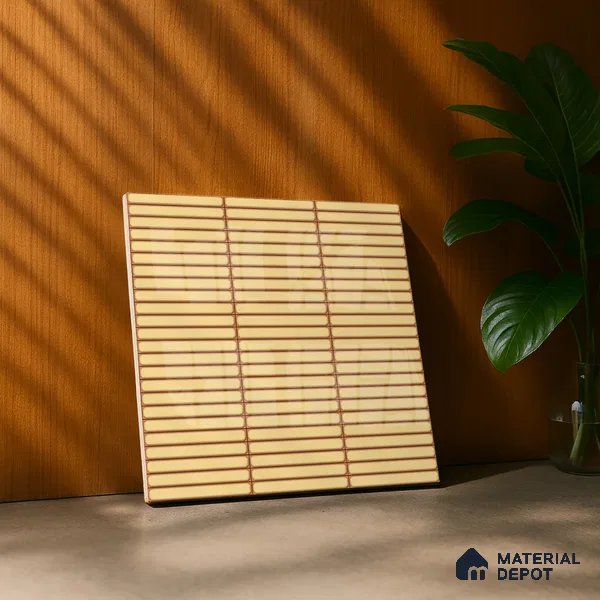 Faux Subway Wall Tile TL 05004 J Cinthia Kitkat Saffron Yellow 1 ft x 1 ft Ceramic Glossy Finish - 9.5 mm | Suitable for Highlighter Walls, Foyer, Bathroom, Kitchen Wall & Backsplashes | Please Expect a Slight Variation of Pattern (Sample)