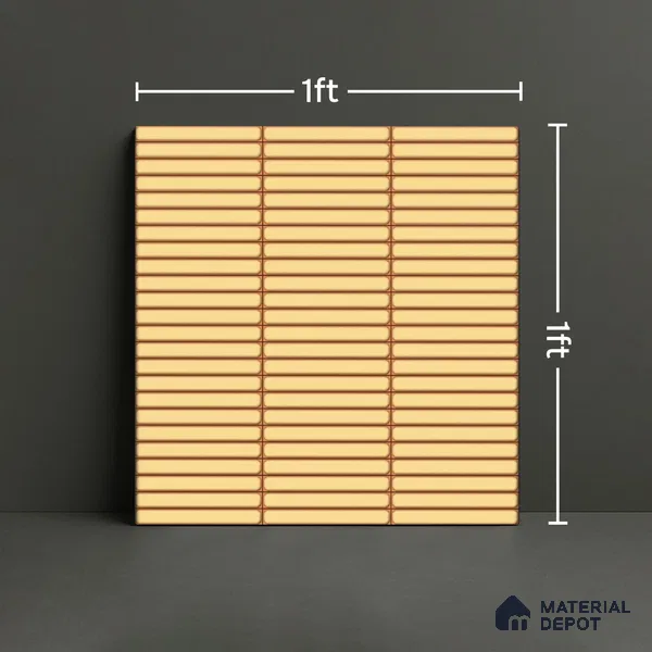 Faux Subway Wall Tile TL 05004 J Cinthia Kitkat Saffron Yellow 1 ft x 1 ft Ceramic Glossy Finish - 9.5 mm | Suitable for Highlighter Walls, Foyer, Bathroom, Kitchen Wall & Backsplashes | Please Expect a Slight Variation of Pattern (Sample)