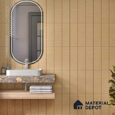 Faux Subway Wall Tile TL 05004 J Cinthia Kitkat Saffron Yellow 1 ft x 1 ft Ceramic Glossy Finish - 9.5 mm | Suitable for Highlighter Walls, Foyer, Bathroom, Kitchen Wall & Backsplashes | Please Expect a Slight Variation of Pattern (Sample)