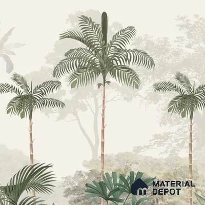 Kovalam Paradise, Palms Wallpaper for Rooms, Green, Customised Sukoon Series Canvas Nature Design (Customised Size Wallpaper)