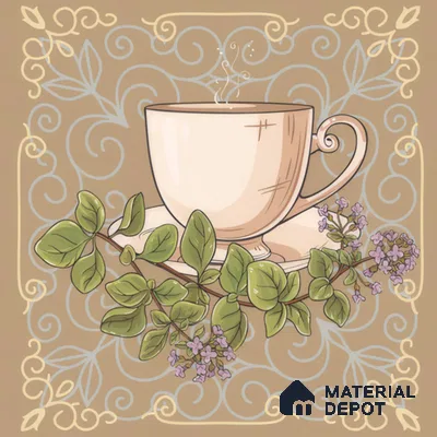 Kitchen Wall Tile TL 00210 B Highlighter 1 Tea Cup & Saucer 1 ft x 1 ft Matte Finish Ceramic Tile - 9 mm | Suitable For Kitchen Backsplash | Please Expect a Slight Variation of Pattern