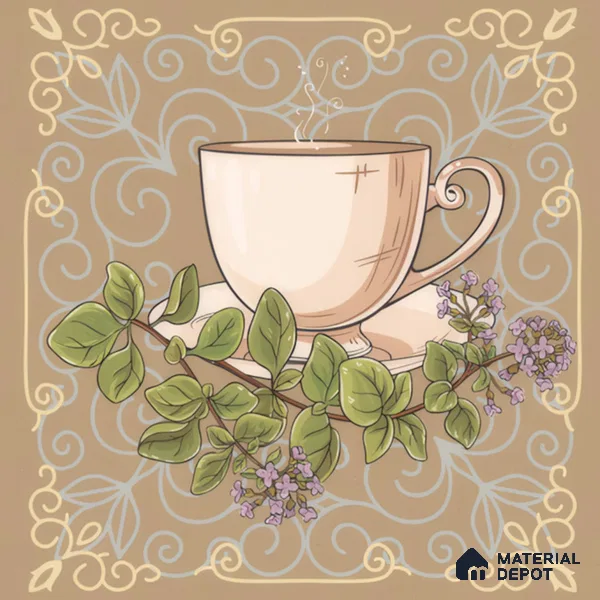 Kitchen Wall Tile TL 00210 B Highlighter 1 Tea Cup & Saucer 1 ft x 1 ft Matte Finish Ceramic Tile - 9 mm | Suitable For Kitchen Backsplash | Please Expect a Slight Variation of Pattern