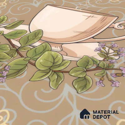 Kitchen Wall Tile TL 00210 B Highlighter 1 Tea Cup & Saucer 1 ft x 1 ft Matte Finish Ceramic Tile - 9 mm | Suitable For Kitchen Backsplash | Please Expect a Slight Variation of Pattern
