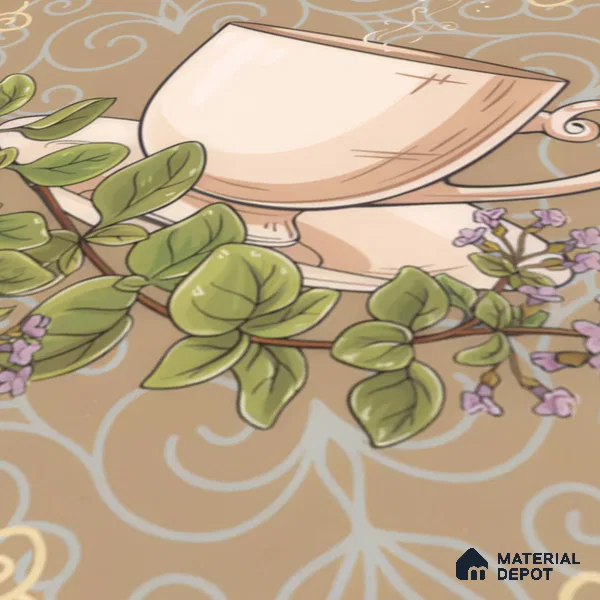 Kitchen Wall Tile TL 00210 B Highlighter 1 Tea Cup & Saucer 1 ft x 1 ft Matte Finish Ceramic Tile - 9 mm | Suitable For Kitchen Backsplash | Please Expect a Slight Variation of Pattern