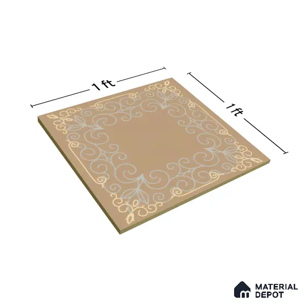 Kitchen Wall Tile TL 00210 A Light Coffee Brown 1 ft x 1 ft Matte Finish Ceramic Tile - 9 mm | Suitable For Kitchen Backsplash | Please Expect a Slight Variation of Pattern