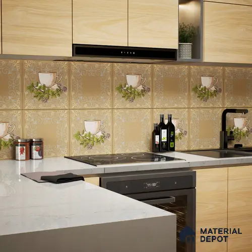 Kitchen Wall Tile TL 00210 A Light Coffee Brown 1 ft x 1 ft Matte Finish Ceramic Tile - 9 mm | Suitable For Kitchen Backsplash | Please Expect a Slight Variation of Pattern