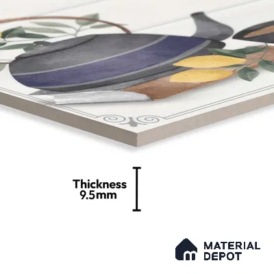 Kitchen Wall Tile TL 00209 B Highlighter 1 Kettle Tea Cup 1 ft x 1 ft Matte Finish Ceramic Tile - 9 mm | Suitable For Kitchen Backsplash | Please Expect a Slight Variation of Pattern