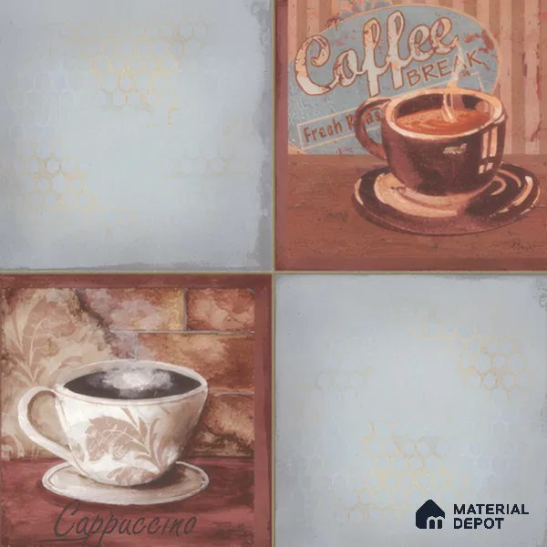 Kitchen Wall Tile TL 00212 B Highlighter 1 Cup & Saucer 1 ft x 1 ft Matte Finish Ceramic Tile - 9 mm | Suitable For Kitchen Backsplash | Please Expect a Slight Variation of Pattern