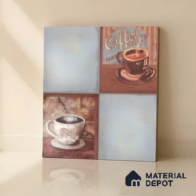 Kitchen Wall Tile TL 00212 B Highlighter 1 Cup & Saucer 1 ft x 1 ft Matte Finish Ceramic Tile - 9 mm | Suitable For Kitchen Backsplash | Please Expect a Slight Variation of Pattern