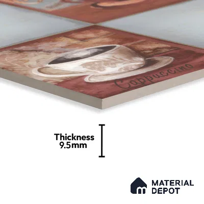 Kitchen Wall Tile TL 00212 B Highlighter 1 Cup & Saucer 1 ft x 1 ft Matte Finish Ceramic Tile - 9 mm | Suitable For Kitchen Backsplash | Please Expect a Slight Variation of Pattern