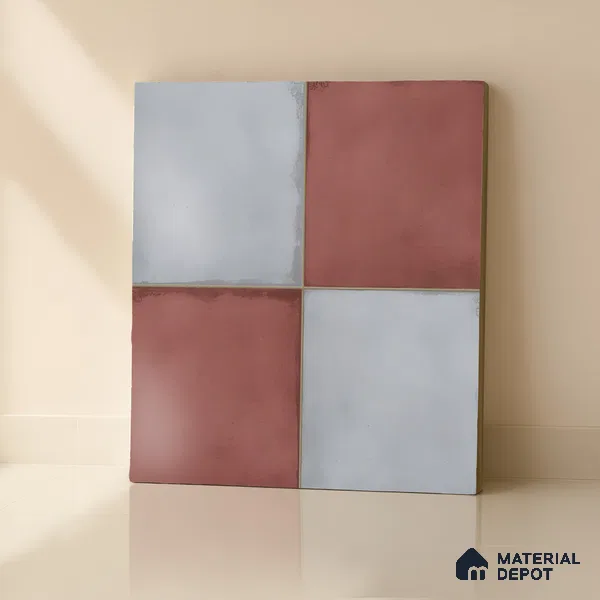 Kitchen Wall Tile TL 00212 A Light Red & Grey 1 ft x 1 ft Matte Finish Ceramic Tile - 9 mm | Suitable For Kitchen Backsplash | Please Expect a Slight Variation of Pattern