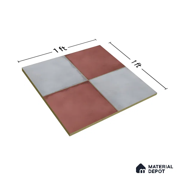 Kitchen Wall Tile TL 00212 A Light Red & Grey 1 ft x 1 ft Matte Finish Ceramic Tile - 9 mm | Suitable For Kitchen Backsplash | Please Expect a Slight Variation of Pattern
