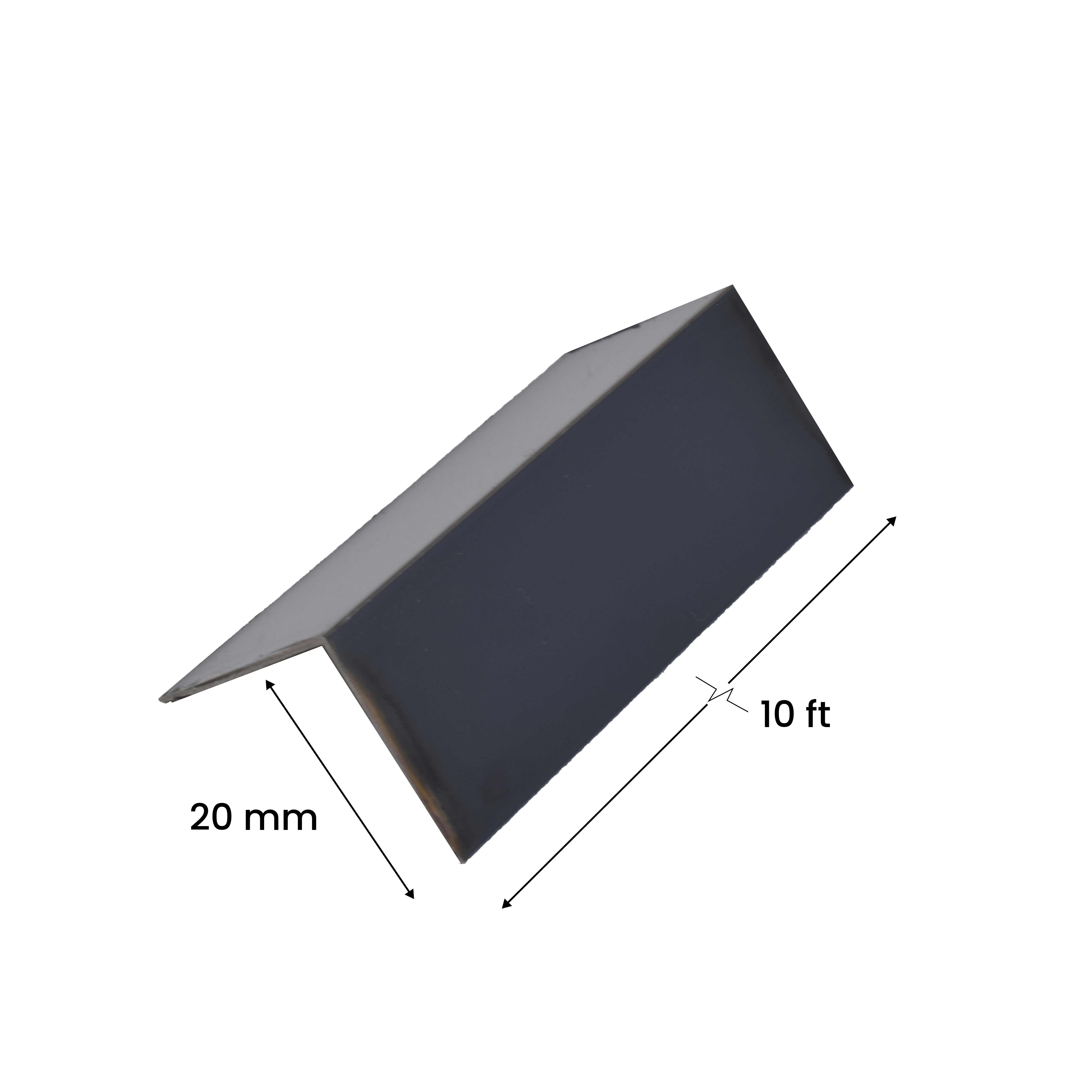 SS 304 L Profile Polish Black Glossy Finish Edgeline PM 00290 M | 10 ft (2.96 mtr) x 20 mm x 0.8 mm | Suitable for Corner Applications | Adhesive Type Installation | Suitable for Floor & Walls