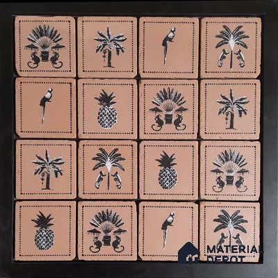 Handmade Third Fired Tumbled Tile TL 12986 D Blush Palmyra 97x97 mm Matte Finish Vitrified Full Body British Colonial Series Tile - 10 mm | Random Designs | No Single Design Selection