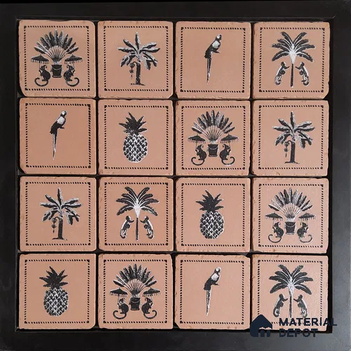 Handmade Third Fired Tumbled Tile TL 12986 D Blush Palmyra 97x97 mm Matte Finish Vitrified Full Body British Colonial Series Tile - 10 mm | Random Designs | No Single Design Selection