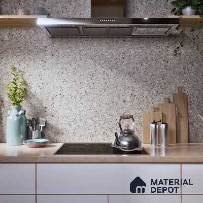Terrazzo Floor & Wall Tile | TL 00848 Devon Gris | 4 ft x 2 ft Random Face Matte Finish Tile - 9 mm | Suitable For Living Room, Bedroom, Bathroom | Random Designs