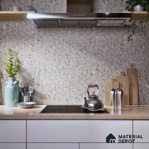 Terrazzo Floor & Wall Tile | TL 00848 Devon Gris | 4 ft x 2 ft Random Face Matte Finish Tile - 9 mm | Suitable For Living Room, Bedroom, Bathroom | Random Designs