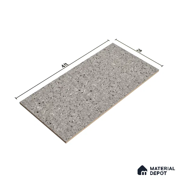 Terrazzo Floor & Wall Tile | TL 00848 Devon Gris | 4 ft x 2 ft Random Face Matte Finish Tile - 9 mm | Suitable For Living Room, Bedroom, Bathroom | Random Designs