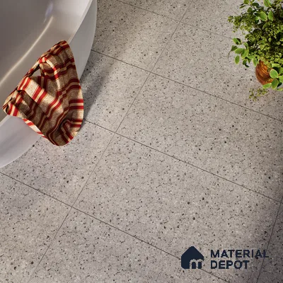 Terrazzo Floor & Wall Tile | TL 00848 Devon Gris | 4 ft x 2 ft Random Face Matte Finish Tile - 9 mm | Suitable For Living Room, Bedroom, Bathroom | Random Designs