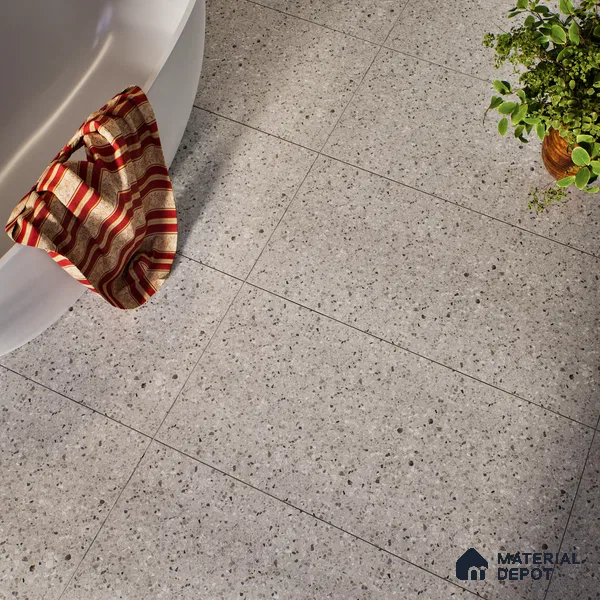 Terrazzo Floor & Wall Tile | TL 00848 Devon Gris | 4 ft x 2 ft Random Face Matte Finish Tile - 9 mm | Suitable For Living Room, Bedroom, Bathroom | Random Designs
