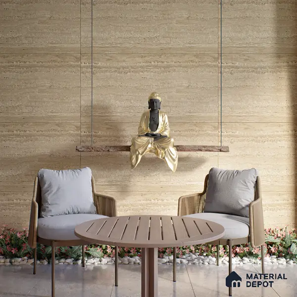 Stone Floor & Wall Tile | TL 00805 Neo Travertino Beige 4 ft x 2 ft Matte Finish Vitrified Tile | Suitable For Living Room, Bedroom, Bathroom