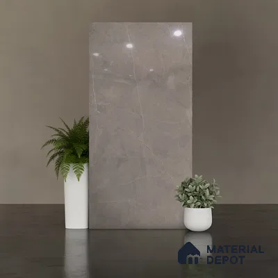 Marble Wall & Floor Tile | TL 00833 C Pulpis Grey | 4 ft x 2 ft Glossy Finish Vitrified Tile | Suitable For Living Room, Bedroom, Bathroom | Random Designs