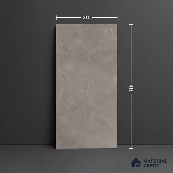 Marble Wall & Floor Tile | TL 00833 C Pulpis Grey | 4 ft x 2 ft Glossy Finish Vitrified Tile | Suitable For Living Room, Bedroom, Bathroom | Random Designs