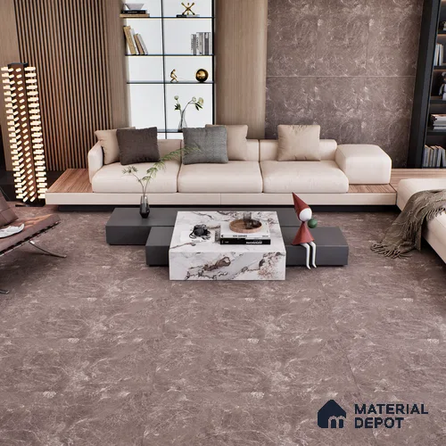 Marble Wall & Floor Tile | TL 00814 Runa Brown Punch | 4 ft x 2 ft Matte Finish Vitrified Tile | Suitable For Living Room, Bedroom, Bathroom | Random Designs