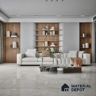 TL 02266 Lead Grey 6 ft x 4 ft Glossy Finish Endless Vitrified Wall & Floor Tile - 9 mm | Adhesive and Spacers Must be Used During Installation