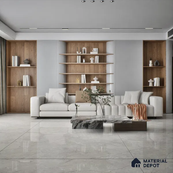 TL 02266 Lead Grey 6 ft x 4 ft Glossy Finish Endless Vitrified Wall & Floor Tile - 9 mm | Adhesive and Spacers Must be Used During Installation
