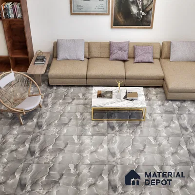 Marble Floor & Wall Tile TL 05563 B Lemsa Dark 4 ft x 2 ft Glossy Finish Vitrified Tile - 9 mm (Random 4)