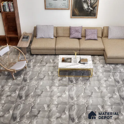 Marble Floor & Wall Tile TL 05563 B Lemsa Dark 4 ft x 2 ft Glossy Finish Vitrified Tile - 9 mm (Random 4)