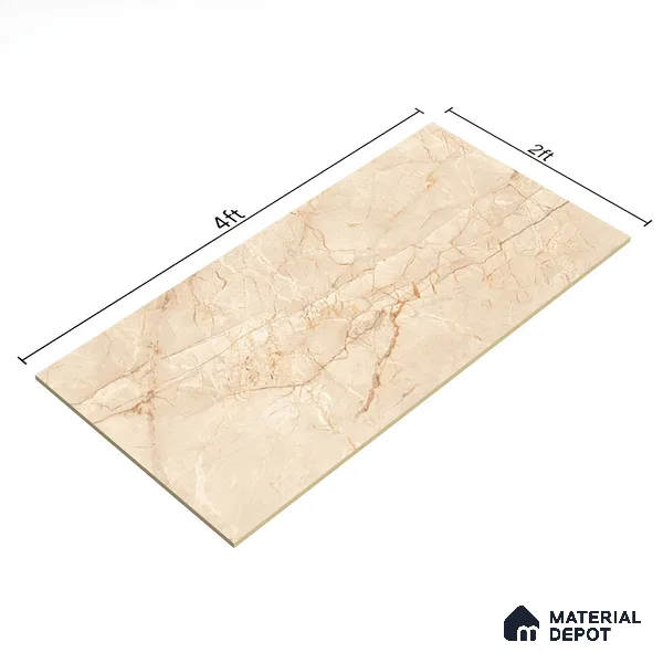 TL 02220 1 Lenitive Cream 4 ft x 2 ft Carving Matte Finish Vitrified Tile - 9 mm (Random 3)