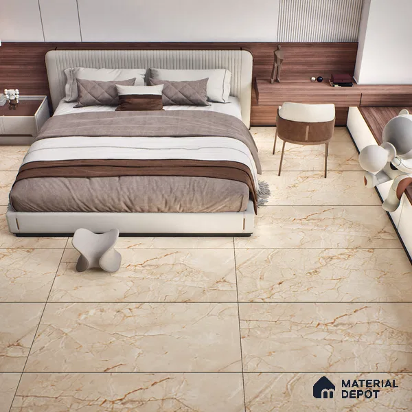 TL 02220 1 Lenitive Cream 4 ft x 2 ft Carving Matte Finish Vitrified Tile - 9 mm (Random 3)