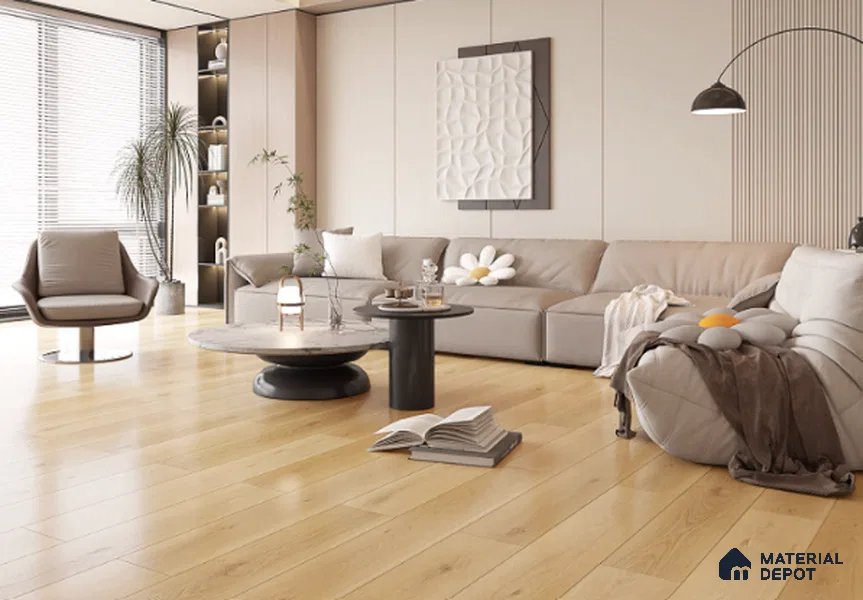 Laminate Wood Floor AC5 Grade LF 00355 C Versailles Charm Oak 48 x 7 inch (1216x197 mm) - 8 mm | 0.5 mm V Groove | Real Wood Touch Surface | Uniclic Installation