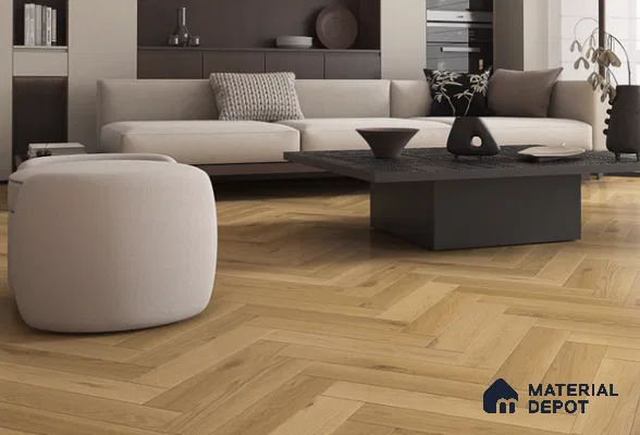 Laminate Wood Floor AC5 Grade LF 00358 C Provence Charm Herringbone 19 x 4 inch (470x95 mm) - 8.3 mm | 0.5 mm V Groove | Real Wood Touch Surface | Uniclic Installation