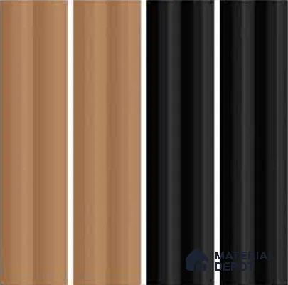 Subway Fluted Wall Tile TL 04963 B Brillo Black 12 x 3 inch Ceramic Matte Finish - 6.5 mm | Suitable for Highlighter Walls, Foyer, Bathroom, Kitchen Wall & Backsplashes
