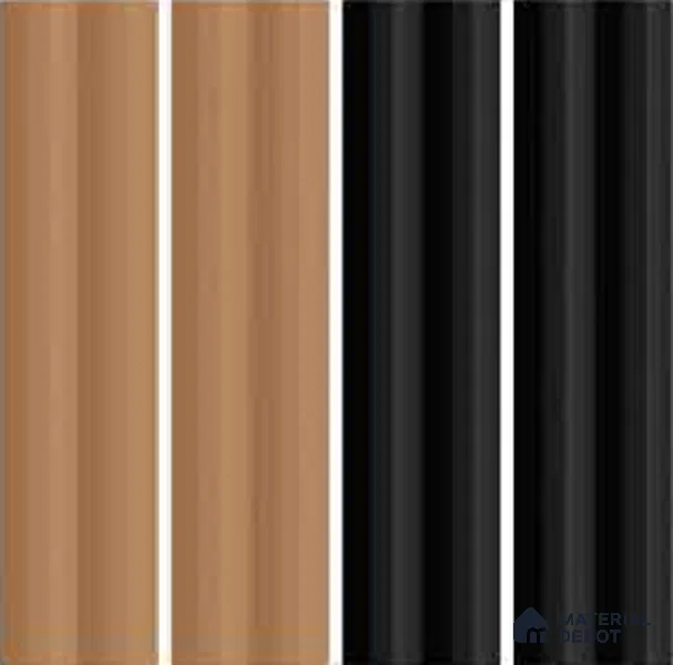 Subway Fluted Wall Tile TL 04963 B Brillo Black 12 x 3 inch Ceramic Matte Finish - 6.5 mm | Suitable for Highlighter Walls, Foyer, Bathroom, Kitchen Wall & Backsplashes