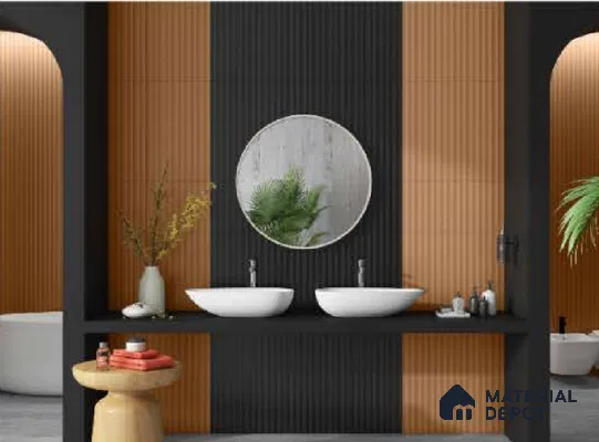 Subway Fluted Wall Tile TL 04963 B Brillo Black 12 x 3 inch Ceramic Matte Finish - 6.5 mm | Suitable for Highlighter Walls, Foyer, Bathroom, Kitchen Wall & Backsplashes