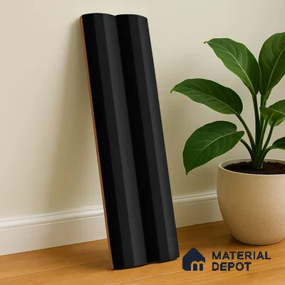 Subway Fluted Wall Tile TL 04963 B Brillo Black 12 x 3 inch Ceramic Matte Finish - 6.5 mm | Suitable for Highlighter Walls, Foyer, Bathroom, Kitchen Wall & Backsplashes