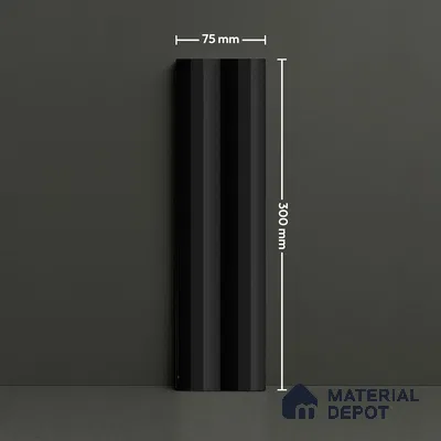 Subway Fluted Wall Tile TL 04963 B Brillo Black 12 x 3 inch Ceramic Matte Finish - 6.5 mm | Suitable for Highlighter Walls, Foyer, Bathroom, Kitchen Wall & Backsplashes